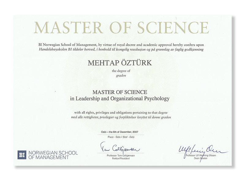 MASTER OF SCIENCE Leadership and Organizational Psychology